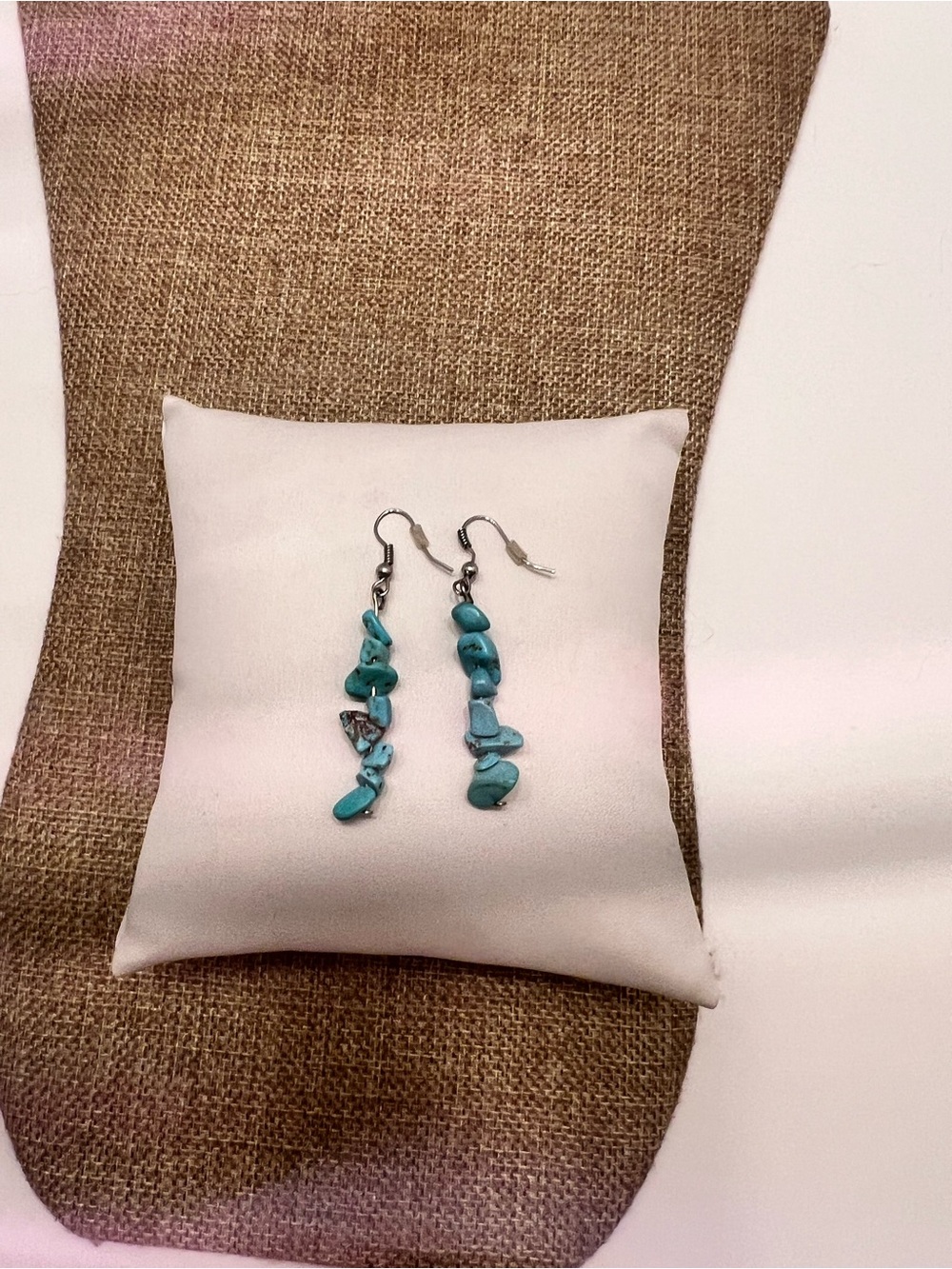 Blue Turquoise Chip Dangle Earrings for Women - Drop Stone Earrings